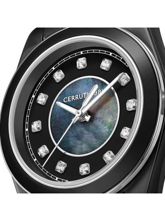 Cerruti Crystals Ceas de Damă cu Negru Brățară Metalică
