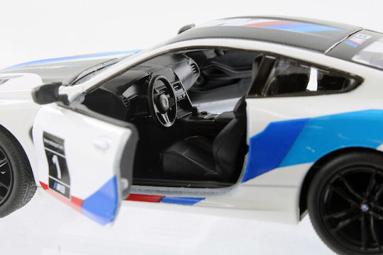Kinsmart 1:38 Metallrennen Bmw M8 Competition Coupé Livery Edition Weiß Öffnende Türen Kt5425rd