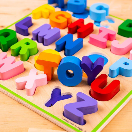Lemnos Puzzle pentru Copii cu Îmbinări Alphabet pentru 6+ ani+ Ani 26buc Big Jigs