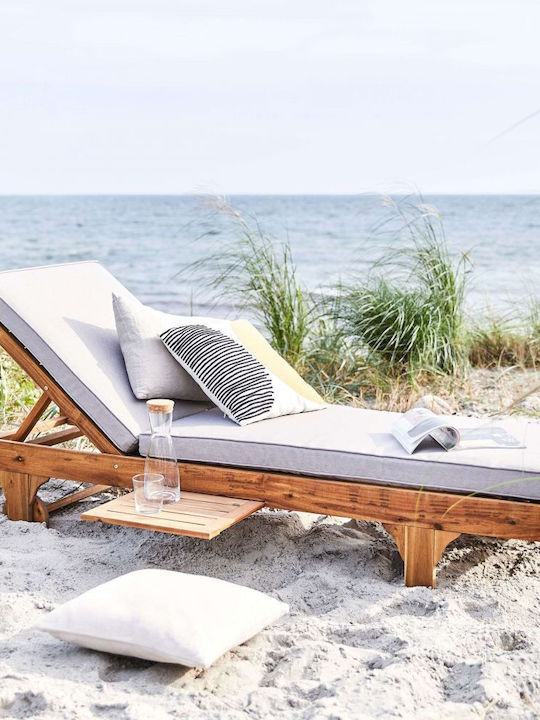 Deckchair Wooden Somerset with Cushion Brown with Table 200x70x30cm.
