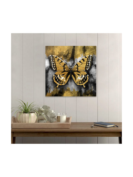 Megapap Golden Butterfly Painting on Canvas 60x60cm