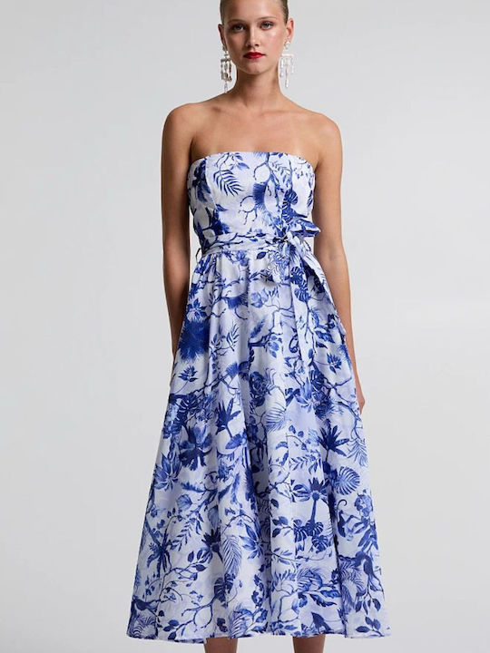 BSB Midi Dress for Wedding / Baptism Strapless Blue