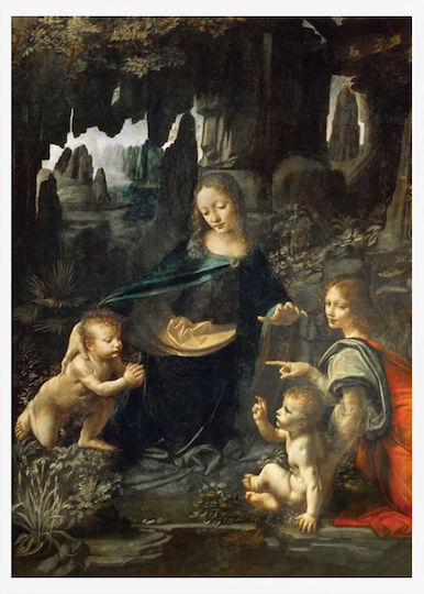 Walls La Vergine Delle Rocce Painting Copy of Da Vinci on Canvas 40x50cm