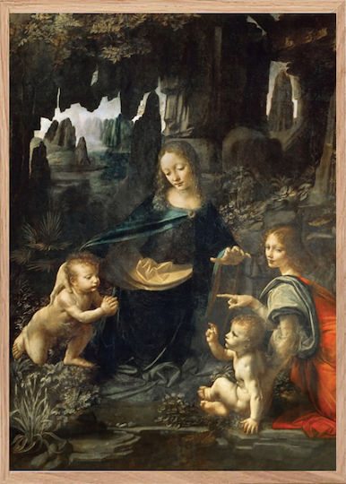 Walls La Vergine Delle Rocce Painting Copy of Da Vinci on Canvas 20x30cm