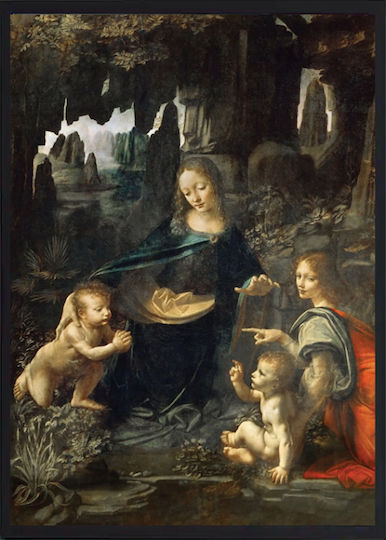 Walls La Vergine Delle Rocce Painting Copy of Da Vinci on Canvas 70x100cm