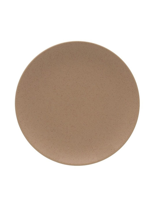 Ready Plate Shallow made of Porcelain Beige with Diameter 26cm 12pcs