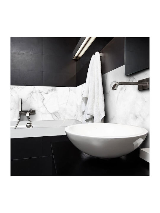 Διακοσμητικό Αυτοκόλλητο Τοίχου White Marble Μπορντούρα Κουζίνας 1τμχ 195x23.5εκ. Ango