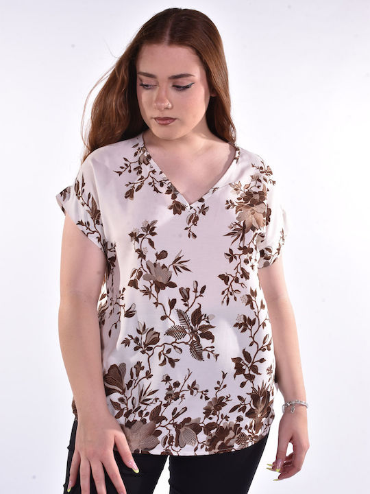 Women's Blouse Floral Brown