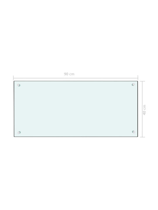 vidaXL Rectangular Kitchen Countertop in White Glass Color 90x40cm 249457