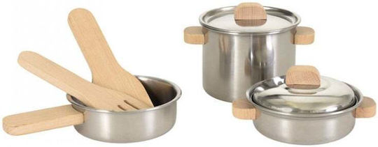Set de jucării Montessori, farfurii din oțel inoxidabil cu mânere din lemn, Egmont Toys