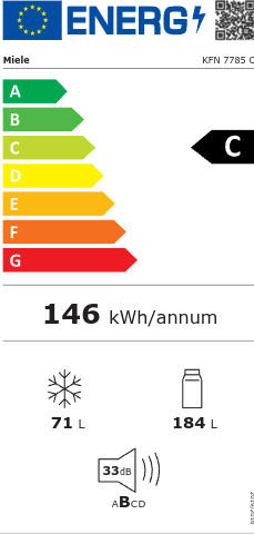 Miele Ψυγειοκαταψύκτης 255lt NoFrost Υ177xΠ55.9xΒ54.6εκ. Λευκός KFN 7785 C