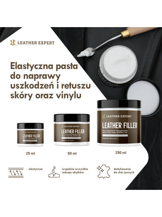 Leather Filler White Leather Putty 25 Ml Leather Expert Le-10-fw25