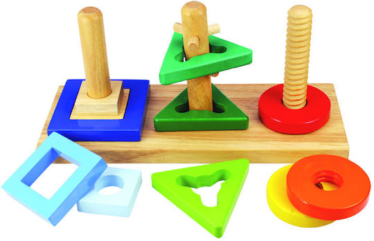Big Jigs Παιχνίδι Ταξινόμησης Σχημάτων 3 Geometric Shapes από Ξύλο για 24+ Μηνών