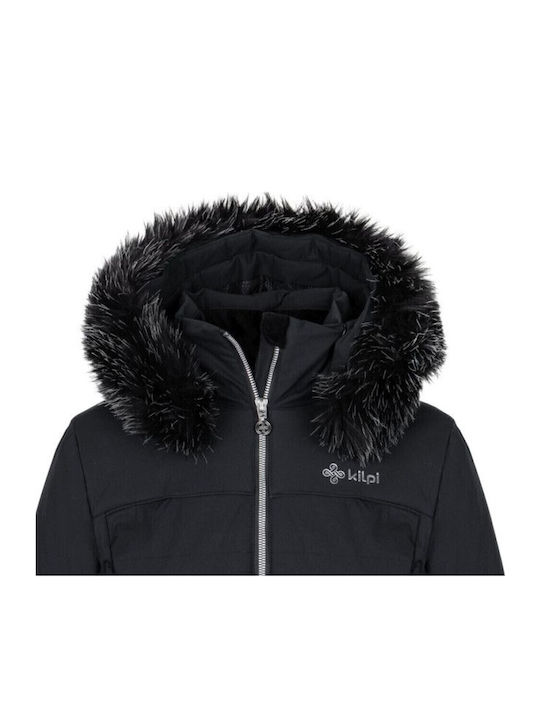 Women's Short Sports Jacket Waterproof for Winter with Hood Black