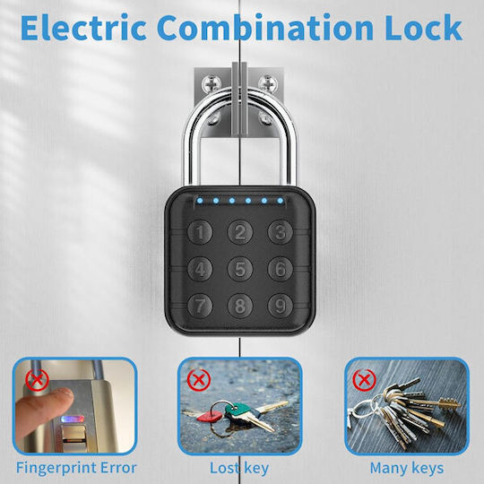 Artion Systems Stahl Vorhängeschloss Messing Bluetooth 10mm Black 1Stück