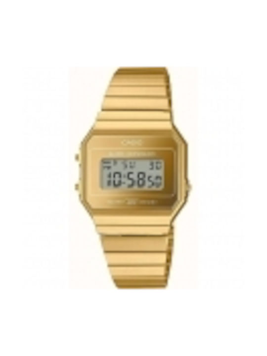Casio Digital Uhr Chronograph Batterie mit Gold Metallarmband