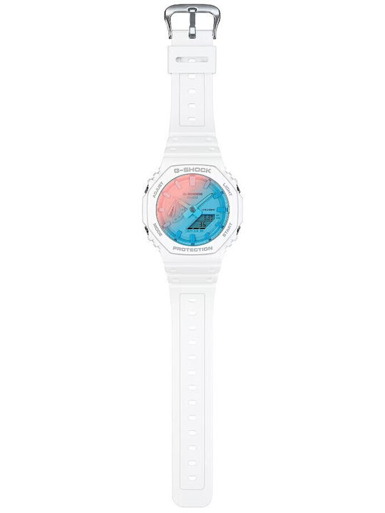 Casio G-shock Ανδρικό Ρολόι Χρονογράφος Μπαταρίας με Λευκό Καουτσούκ Λουράκι