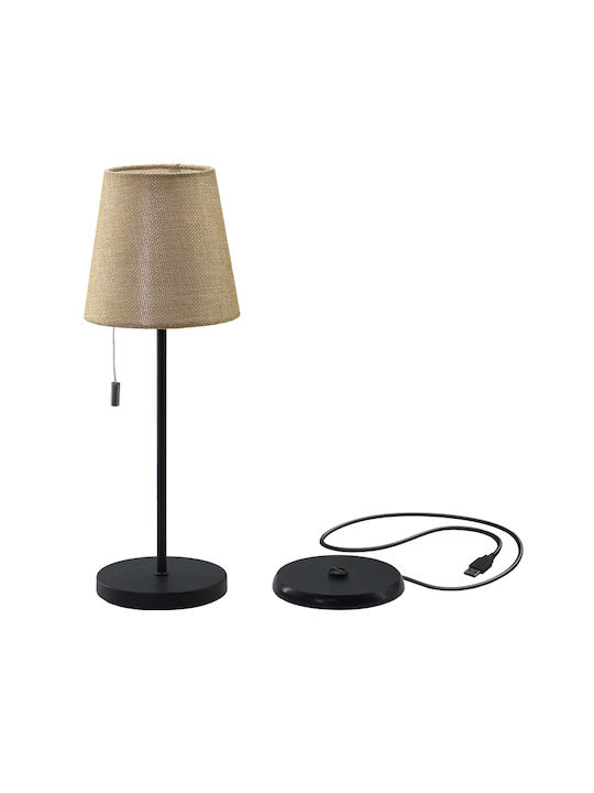 Sonora Metal Table Lamp LED with Brown Shade and Black Base