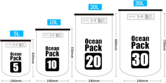 Ocean Pack Στεγανός Σάκος Ώμου / Πλάτης / Χειρός 10lt Πράσινος