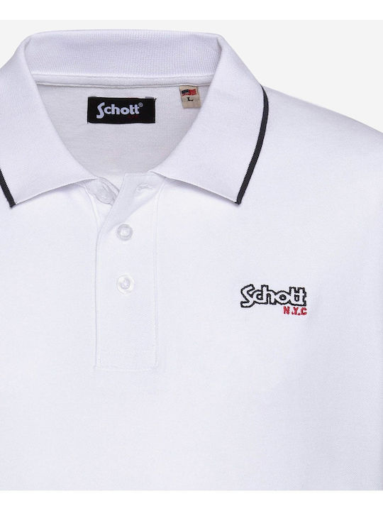 Schott Men's Short Sleeve Blouse Polo White