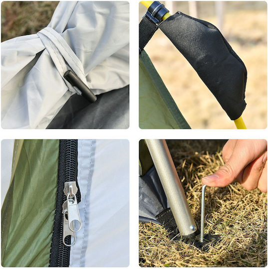 Outsunny Αυτόματη Καλοκαιρινή Σκηνή Camping Πράσινη για 2 Άτομα 240x240x199εκ. με Πόρτα με Φερμουάρ και 3 Παράθυρα