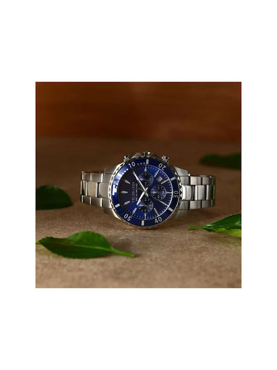 Trussardi City Men's Watch 50mm Chronograph Battery with Blue Metal Bracelet