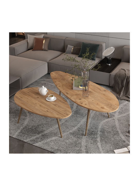 Oval Couchtisch Davrane Walnut 2Stück L116xB46xH46cm