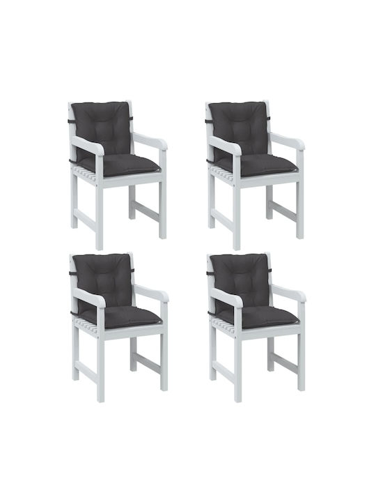 vidaXL Garden Chair Cushions with Backrest Anthracite 4 Pieces 50x100 cm