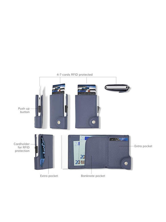 Δερμάτινο Ανδρικό Πορτοφόλι με RFID Μπλε