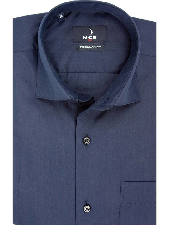 Langärmlig Baumwolle Hemd Blue
