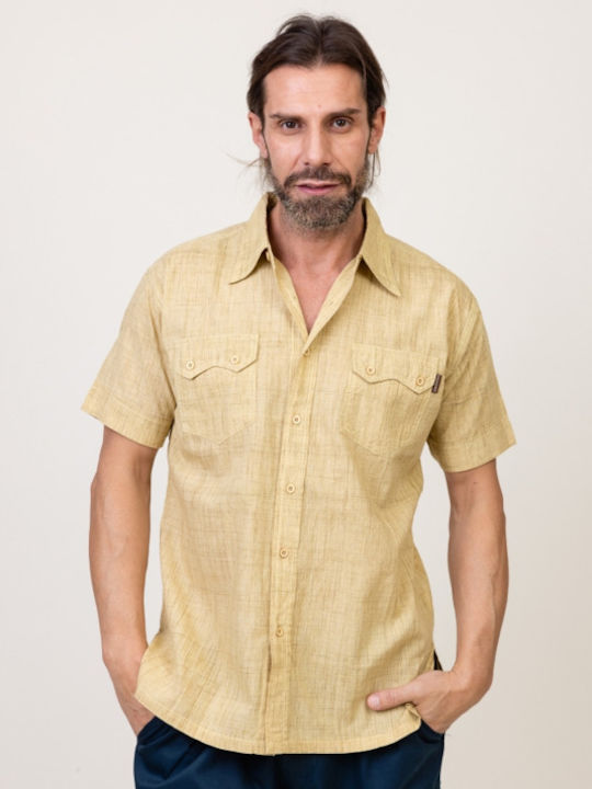 Pronomio Men's Shirt Short Sleeve Cotton MUSTAARDI