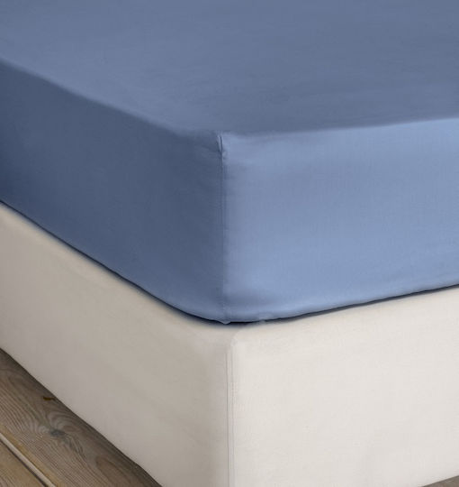 Nima Sheet Super-Double with Elastic 165x205+35cm. Superior Shadow Blue