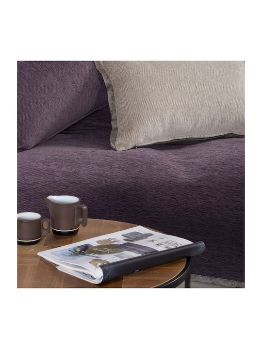 Nef-Nef Homeware New Tanger Zweisitzer-Sofa Überwurf Chenille 180x250cm Lila/Ecru