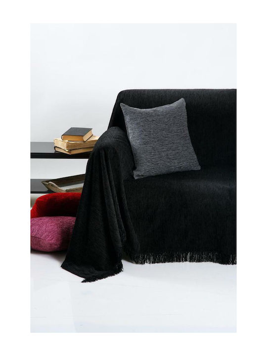 Anna Riska 1300 Chenille Armchair Throw 150x180cm Black