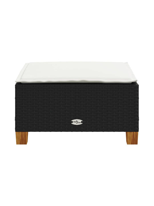 Băncuță Cub Pentru Exterior Rattan Cu Pernă Neagră 63.5x56x32cm