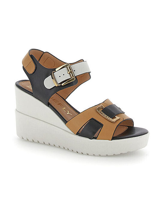 Stonefly Women's Leather Ankle Strap Platforms Multicolour