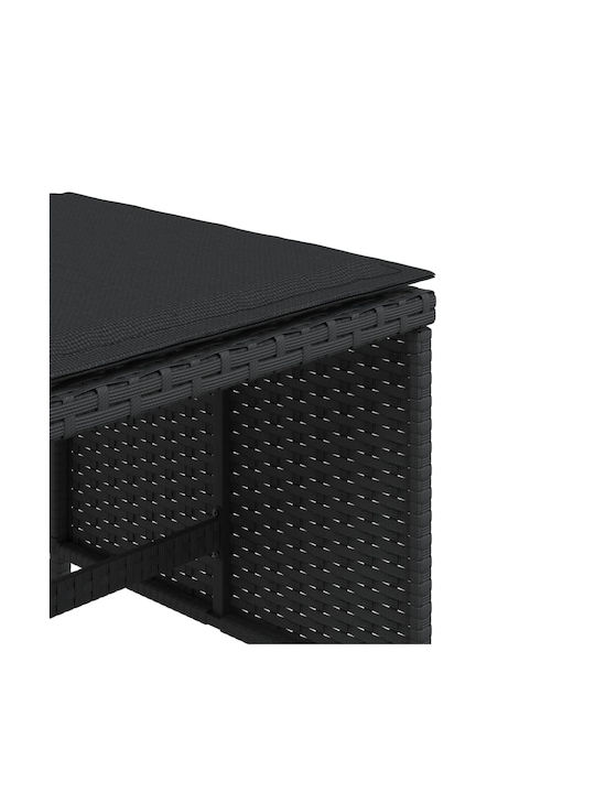 Garden Stool Cube Outdoor Rattan with Cushion Black 4 Pieces 40x40x35cm