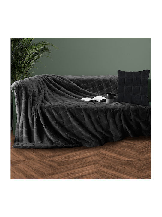 Makis Tselios Home Nola Three-Seater Sofa Throw Fur 180x300cm Dark Gray