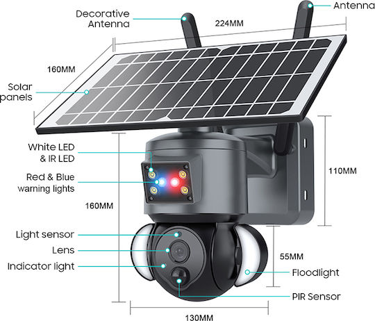 JK14-S528-3MP-WiFi IP Surveillance Camera Wi-Fi Full HD+ 5MP Waterproof Battery Powered with Lens 3.6mm