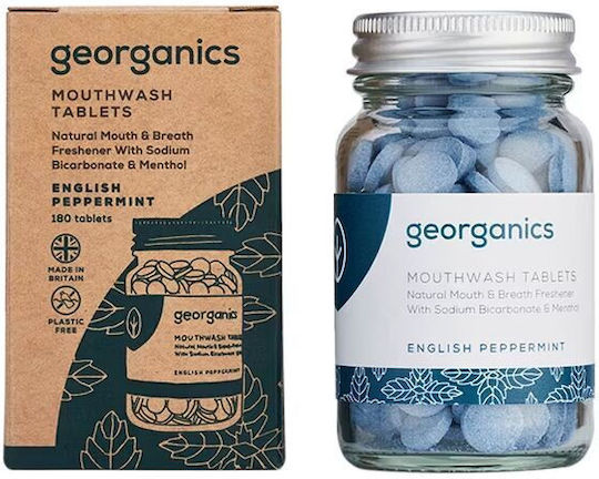 Georganics Natural Peppermint Mouthwash Tablets 180 Tablets Refreshing Strengthening