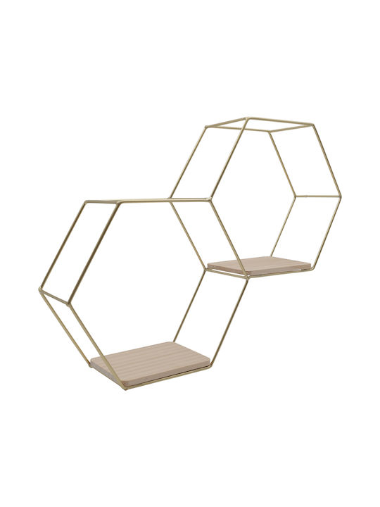 Shelf Wall Gold / Light Oak 41x10x30cm