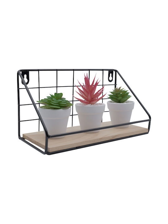 Shelf Wall Black, Light Oak 26x12.5x14cm