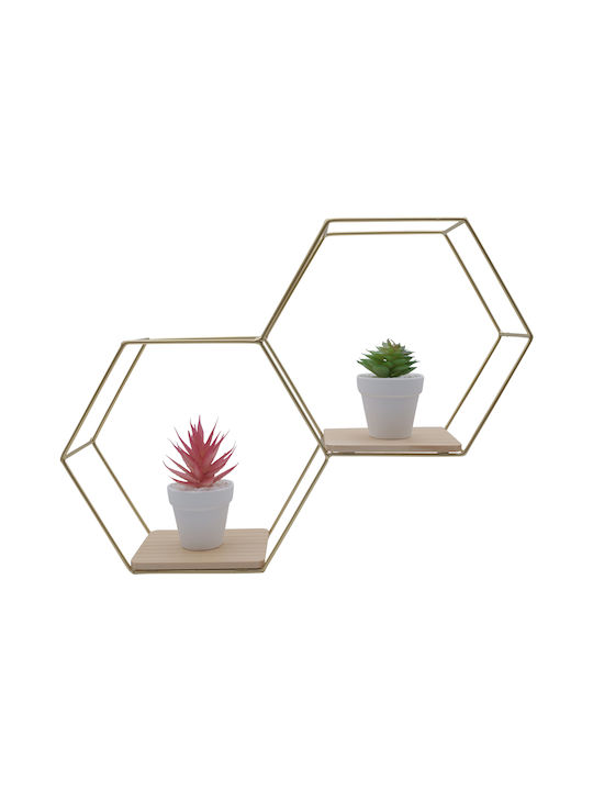 Shelf Wall Gold / Light Oak 41x10x30cm