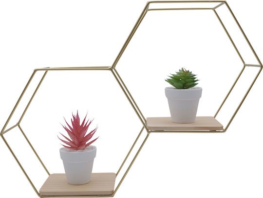 Wandregal Gold / Light Eiche 41x10x30cm