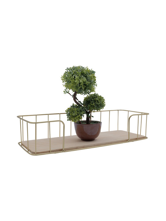 Shelf Wall Gold / Light Oak 35x14x8cm