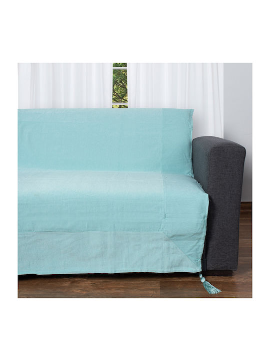 Silk Fashion Four-Seater Sofa Throw 180x320cm Aqua