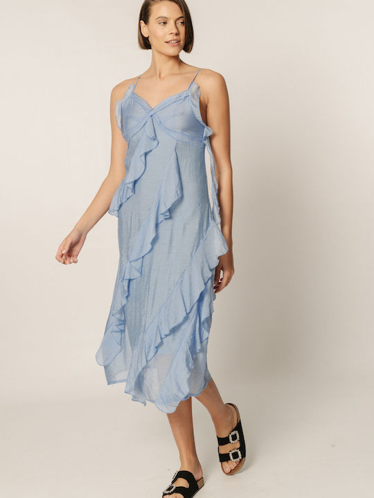 Edward Jeans Summer Midi Dress for Wedding / Baptism Light Blue