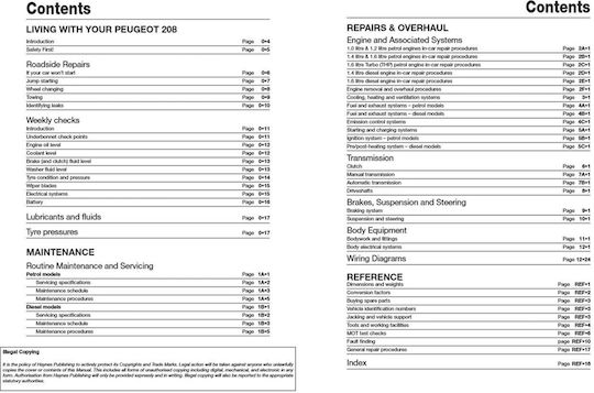 Peugeot 208 Petrol & Diesel (2012 To 2019) 12 To 69 Reg