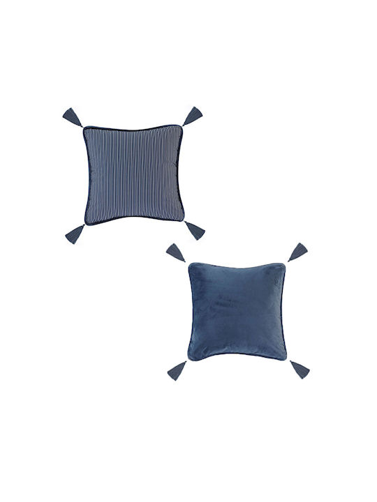 Kentia Μαξιλάρι Καναπέ Gerald από 100% Βαμβάκι Blue 50x50εκ.