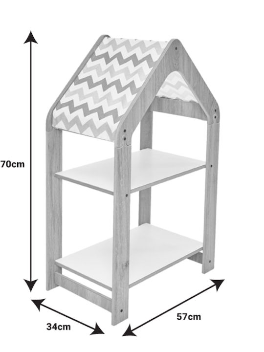 Kids Montessori Wall Mount Shelving Unit Natural-White-Blue 50x30x80cm